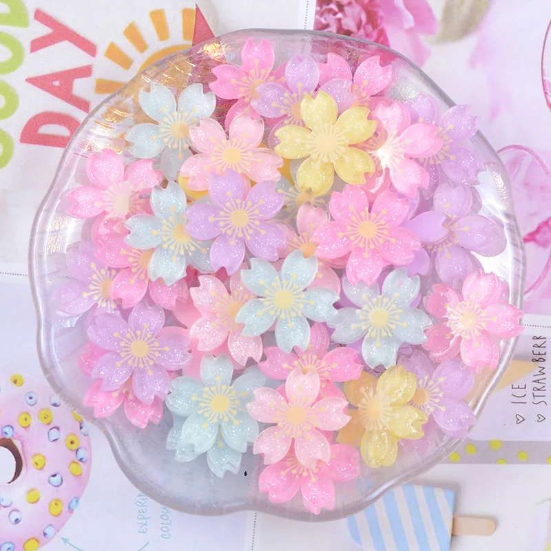

Resin Cherry Blossom Drip Gel Mobile Phone Case Material Bag Refrigerator Patch Silicone Hair Ornament Earrings DIY Accessories