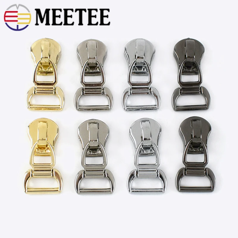 

10Pcs Meetee Zipper Sliders for 5# Metal Zippers Lock Down Jacket Zip Head Bag Zips Puller Repair Kits DIY Sewing Accessories