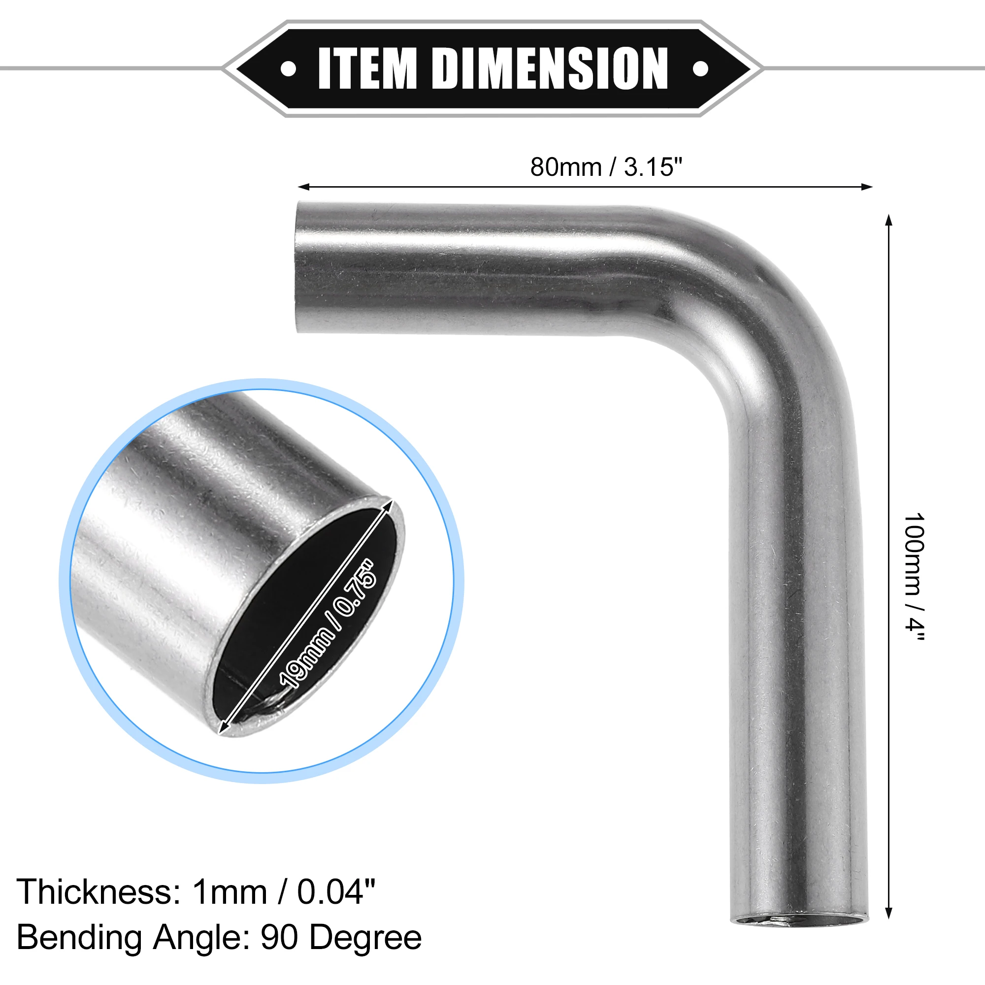 

UXCELL 1 шт. 19 мм 25 мм 32 мм 38 мм 63 мм 90 ° Изгиб коленчатого трубы, выхлопная труба «сделай сам», воздухозаборная трубка для автомобиля, нержавеющая сталь 304