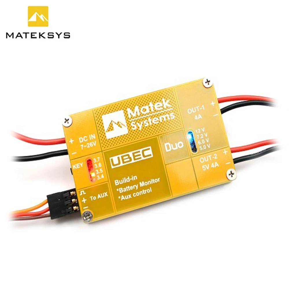 MATEK System UBEC DUO 4A 5V ~ 12V для радиоуправляемого квадрокоптера самолета мультикоптера мощная модель FPV дрона MATEK System UBEC DUO 4A 5V ~ 12V для радиоуправляемого квадрокоптера самолета мультикоптера мощная модель FPV дрона
