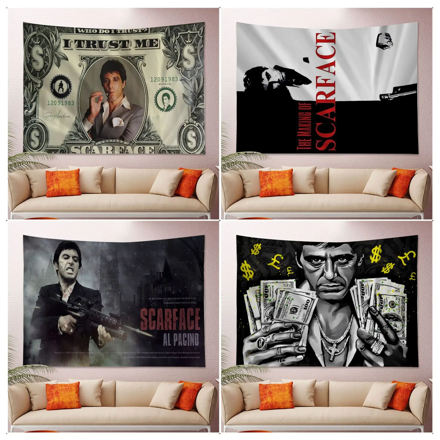 

Movie Scarface Wall Tapestry Indian Buddha Wall Decoration Witchcraft Bohemian Hippie Wall Hanging Home Decor