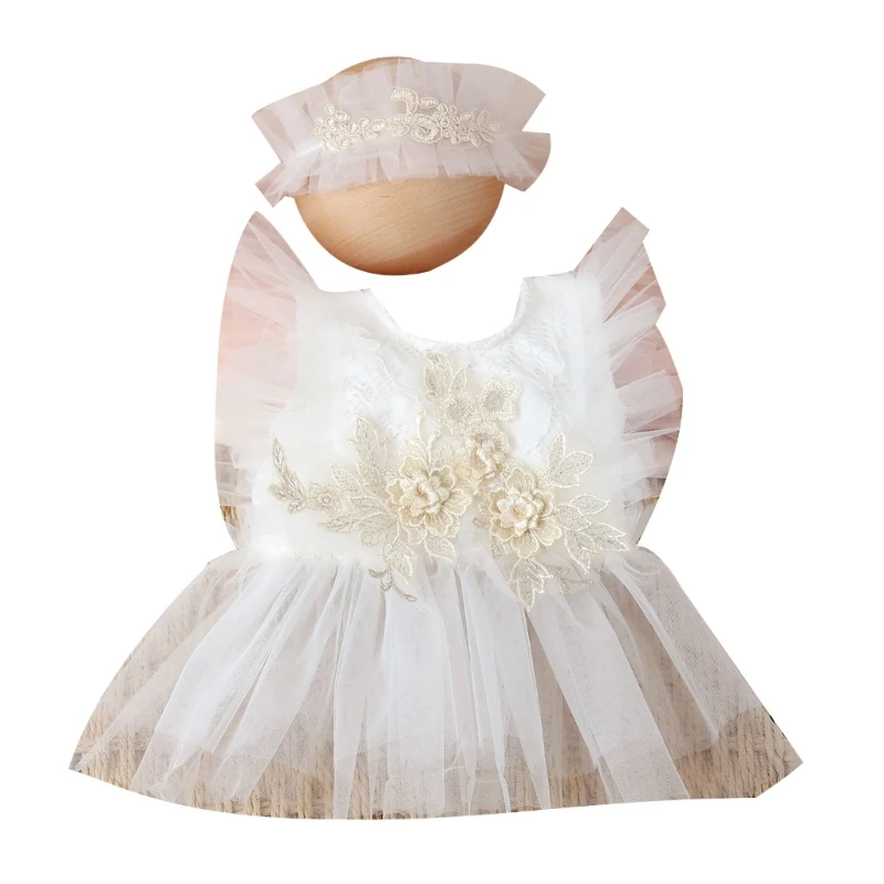

Newborn Baby Girls Photo Photography Props with Skirt Dress & Headband 0-1 Month