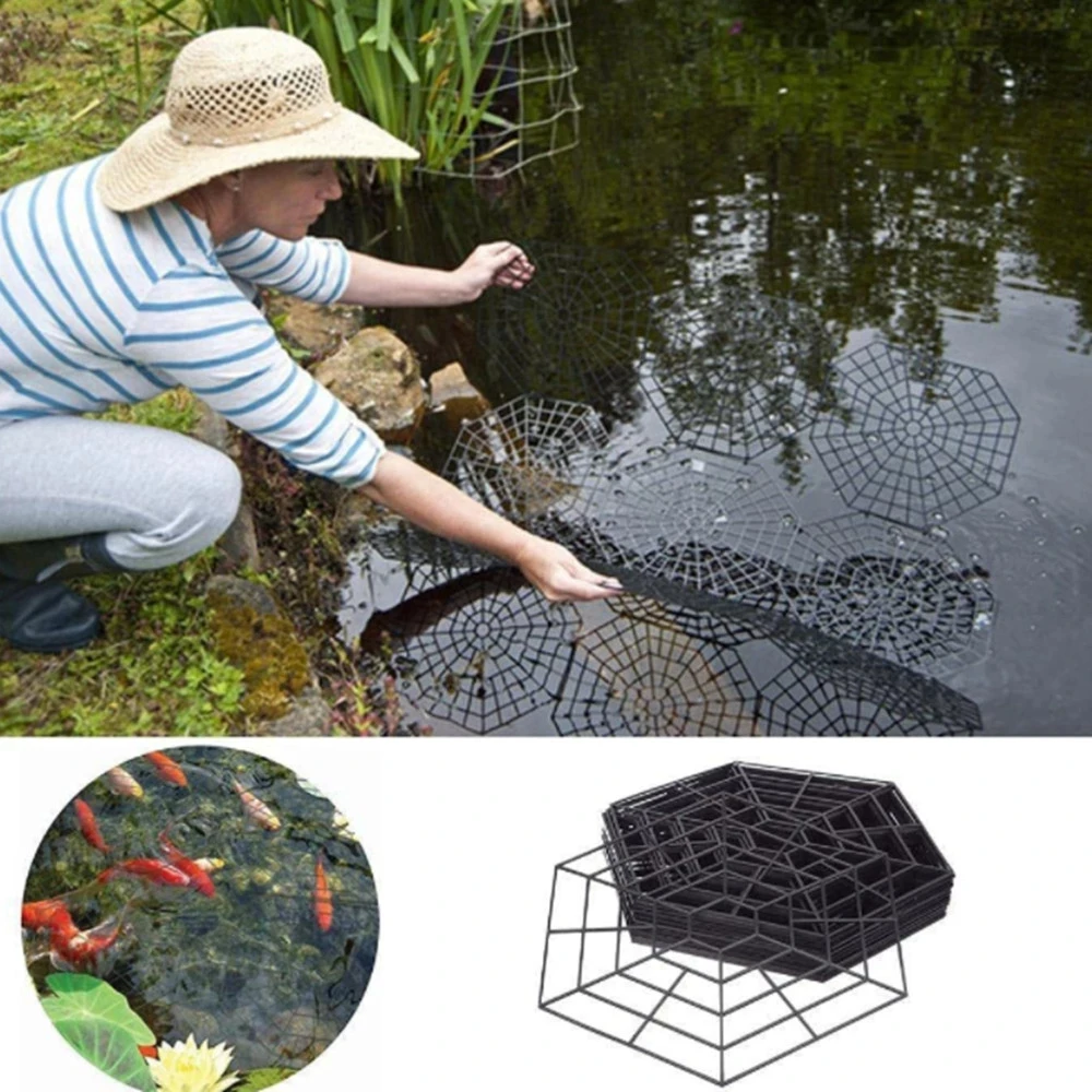 

10pcs Plastic Fish Net Pond Guard Net Protector Hexagonal Pond Guard Netting Floating Pond Fish Net Buckles Protector Cover