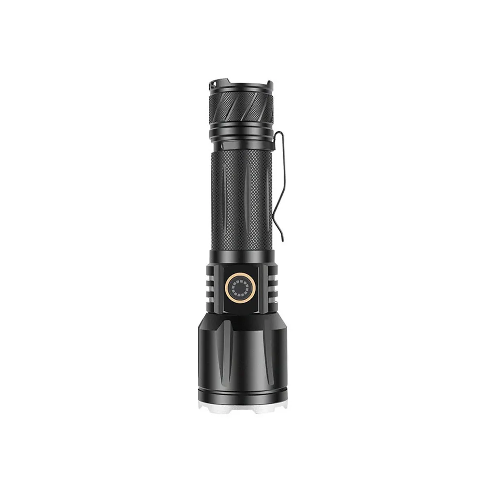 

Torch XHP160 Powerful with Pen Holder Flashlight USB Aluminum Bright Lamp Battery Long Shot Handheld Powerful White