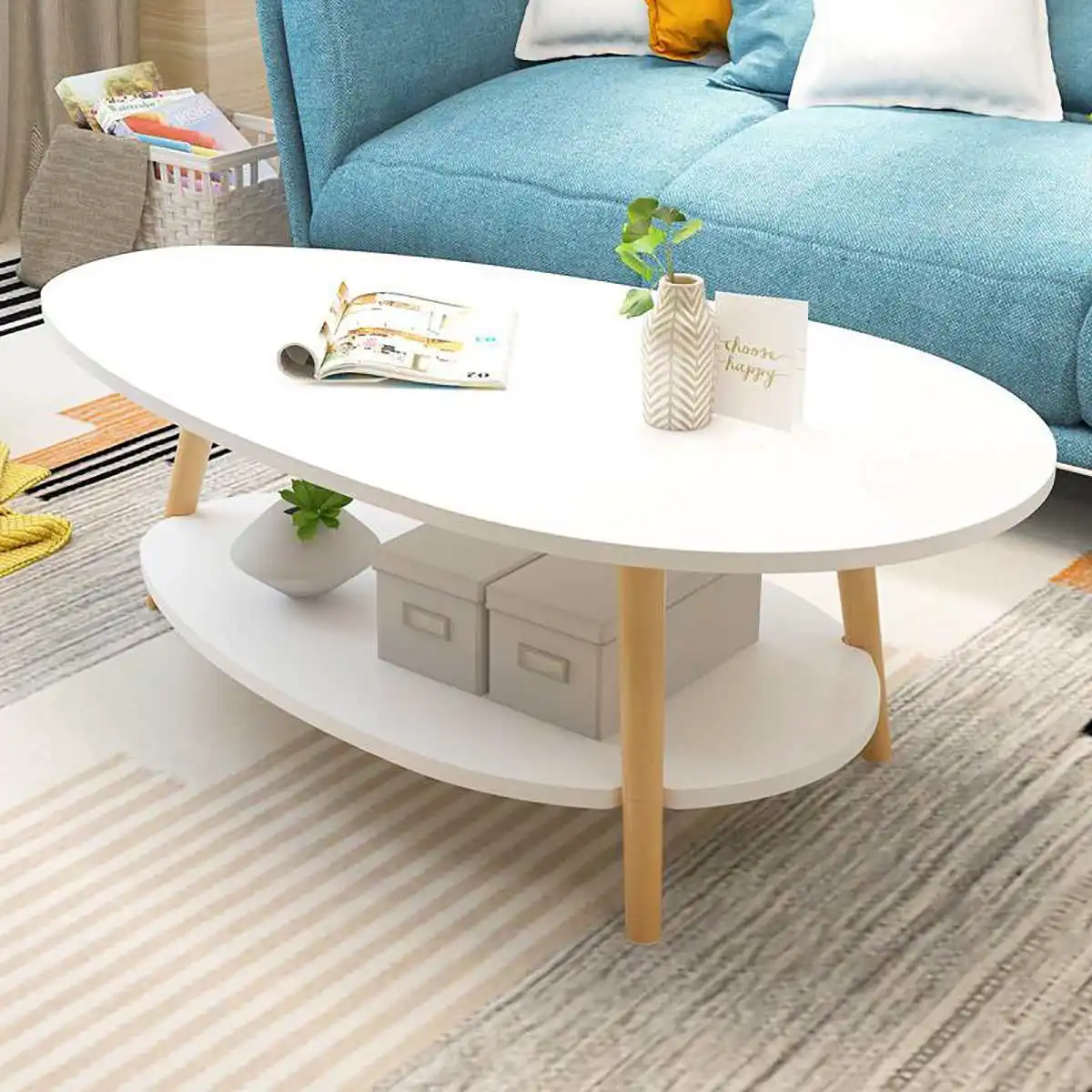 

Wood Coffee Tables Living Room End Table Sofa Triangle Decor Side Tea Table Modern Furniture for Home Office White