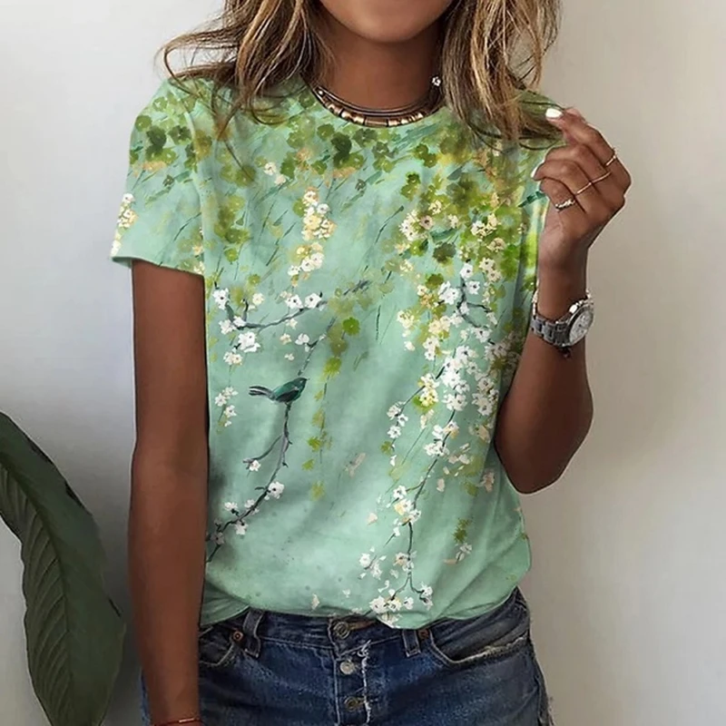 Модные трендовые красивые и дешевые рубашки 2022 топы с коротким рукавом цветочным