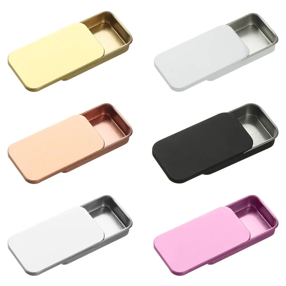 

Multi Size Mini Iron Box Slide Rectangular Empty Tins Storage Box Jewelry Pill Cases Portable Tin Boxes Tinplate Push-pull Box