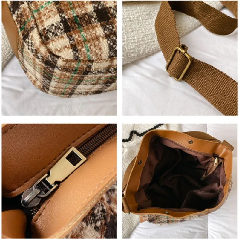 Женская сумка на плечо Jamhoo модная Холщовая Сумка-тоут с ромбовидной решеткой