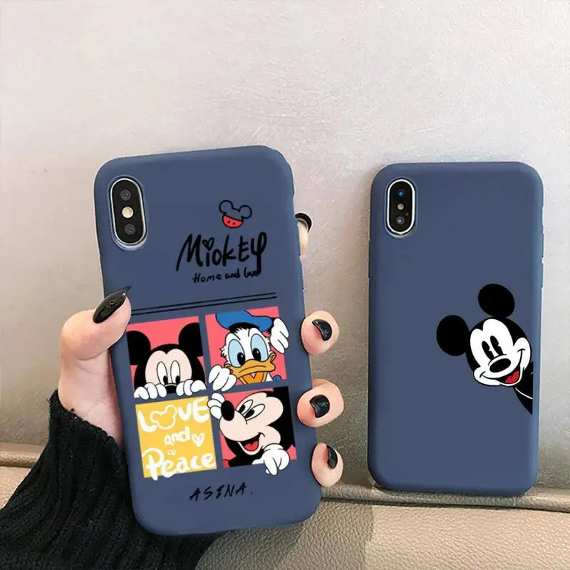 

Funny Cartoon Mickey Mouse Phone Case for iPhone 13 12 mini 11 Pro XS MAX X XR 7 8 6 Plus Candy Color blue Soft Silicone Cover