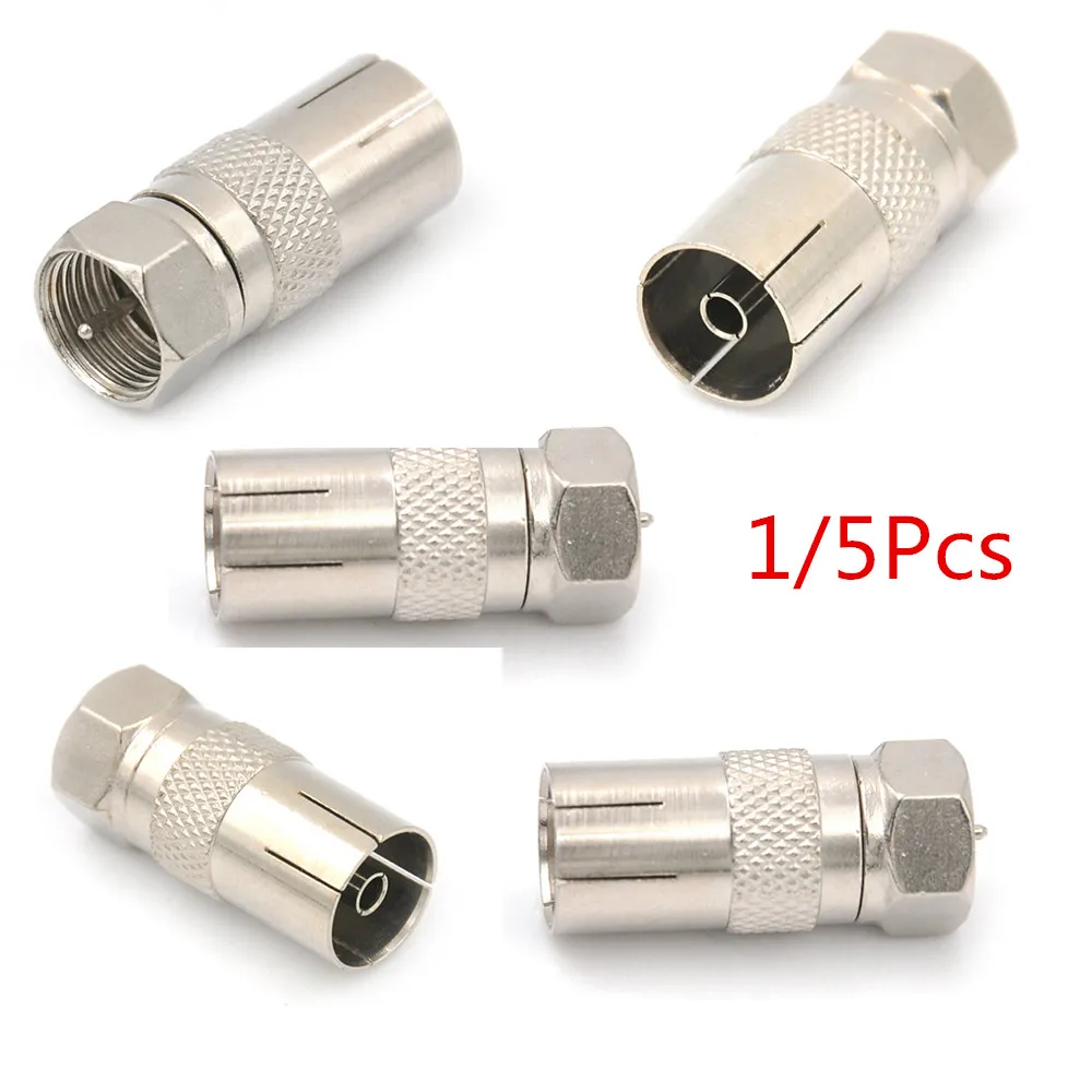 

1/5pcs Durable F Type Male Plug Adapter Connector Converter To Coax Female Socket For Satellite TV DVR Coaxial Connector