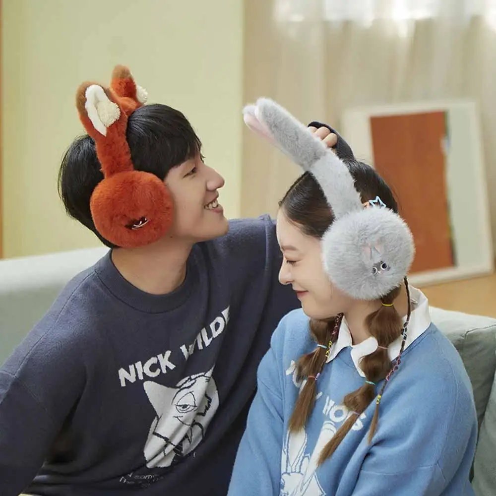 Мультфильм аниме Дисней Зоотопия Ник Уайльд Джуди Хопс зимние теплые наушники