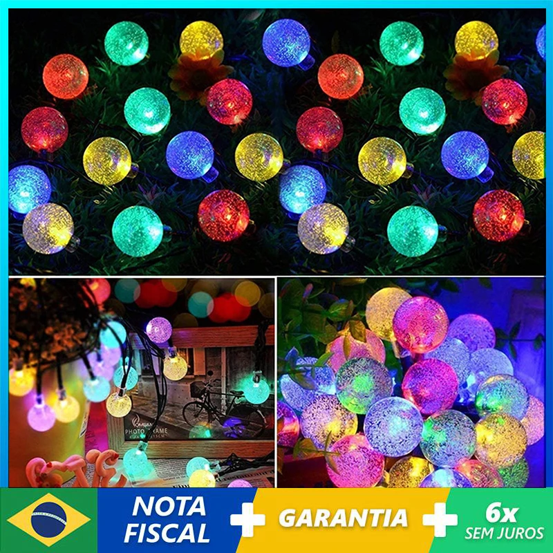

LED Outdoor Solar String Lights Crystal Globe Lights 9.5/22m Solar Powered Fairy Light For Holiday Christmas Party Garden Decor