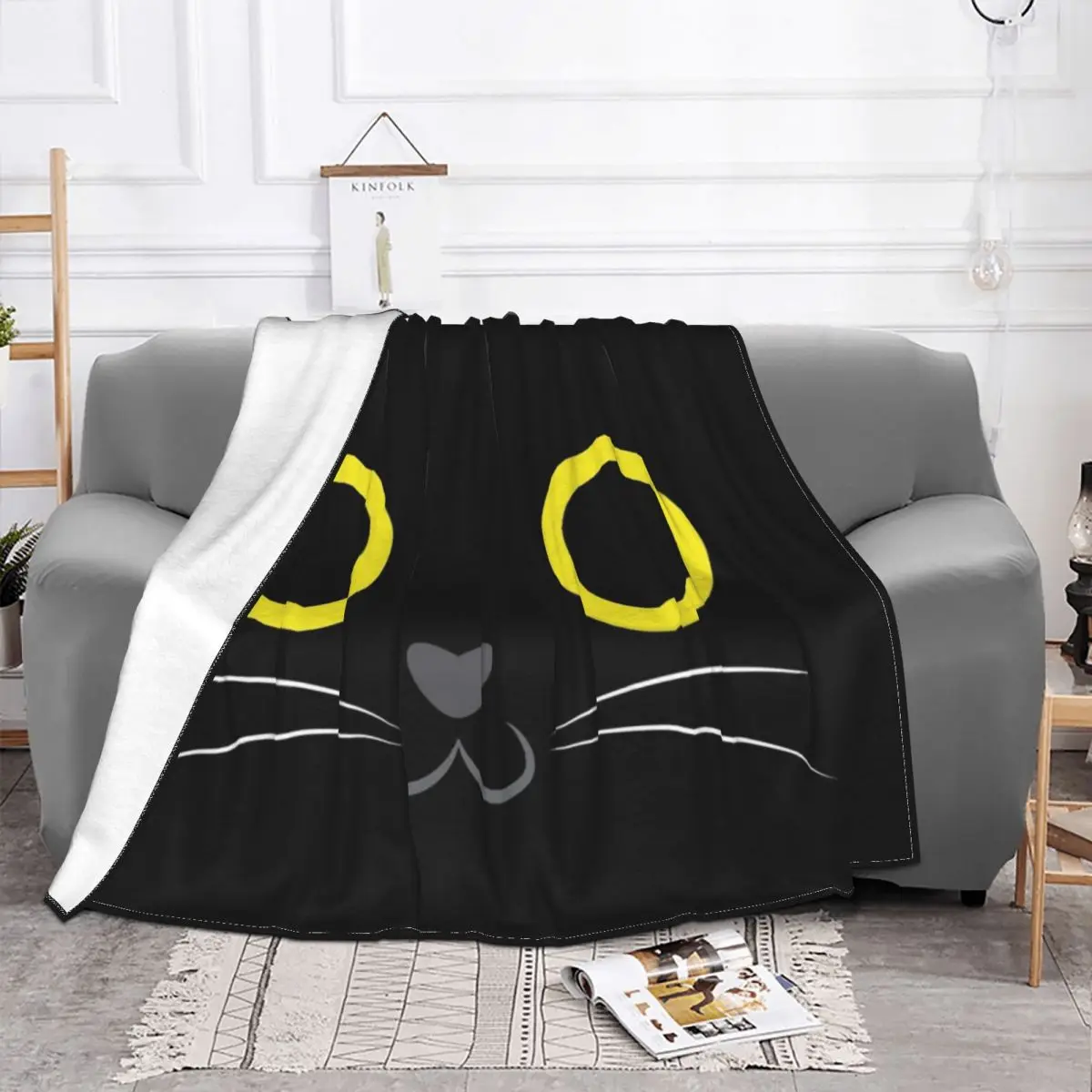 Флисовое одеяло с изображением черной кошки простые Стильные дышащие