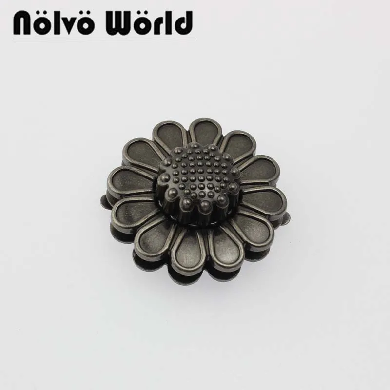

5-10-30pcs old antique silver 40mm Flower Shaped turn twist lock,craft case clasp turn lock bag purse belt twist lock