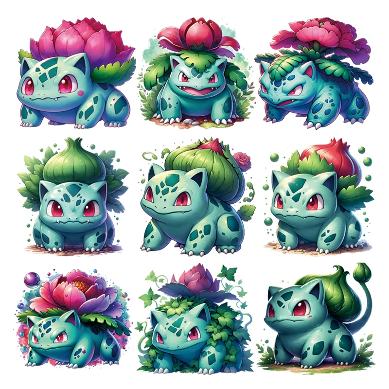 Милые акварельные самоклеящиеся утюги на заплатках Bulbasaur для одежды гибкие
