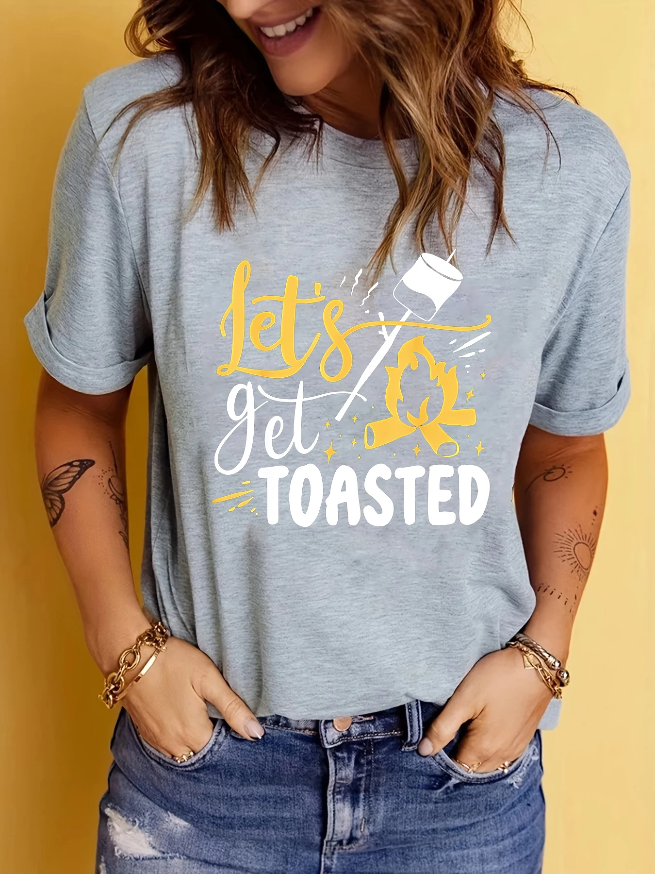 Футболка женская с принтом Let's Get Toasted модный топ для отпуска футболка