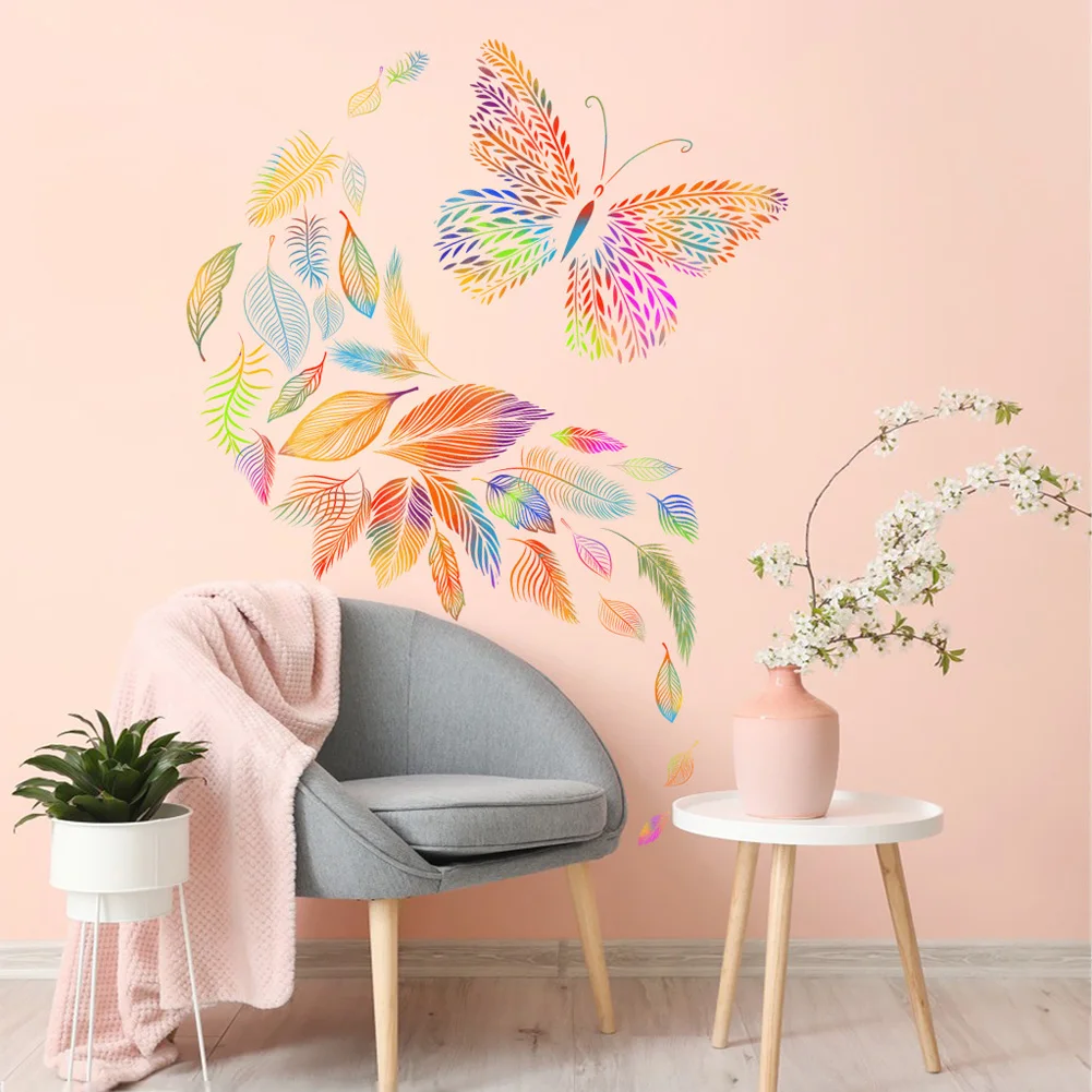 

Colorful Leaves Butterfly Wallpaper for Bedroom Living Room Background Home Decor Poster Beautify Wall Sticker Removable Decals