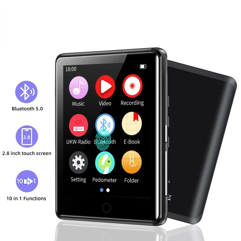 

2023 MP3 Player Bluetooth 5.0 Touch Screen Music Play Built-in Speaker 16GB Support FM Radio Recording Pedometer MP 3 New Best