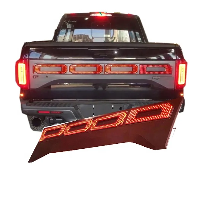 

2018 2019 2020 ABS Rear Door Applique Trim Panel Cover for F150 Tailgate Plate Badge Door Strip Decoration with led LightPickup