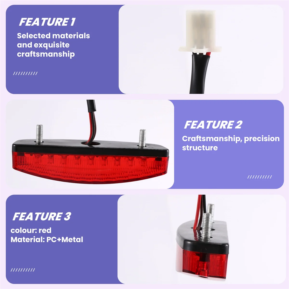 ATV 12 В 3-проводной стоп-сигнал номерной задний фонарь красный для внедорожный