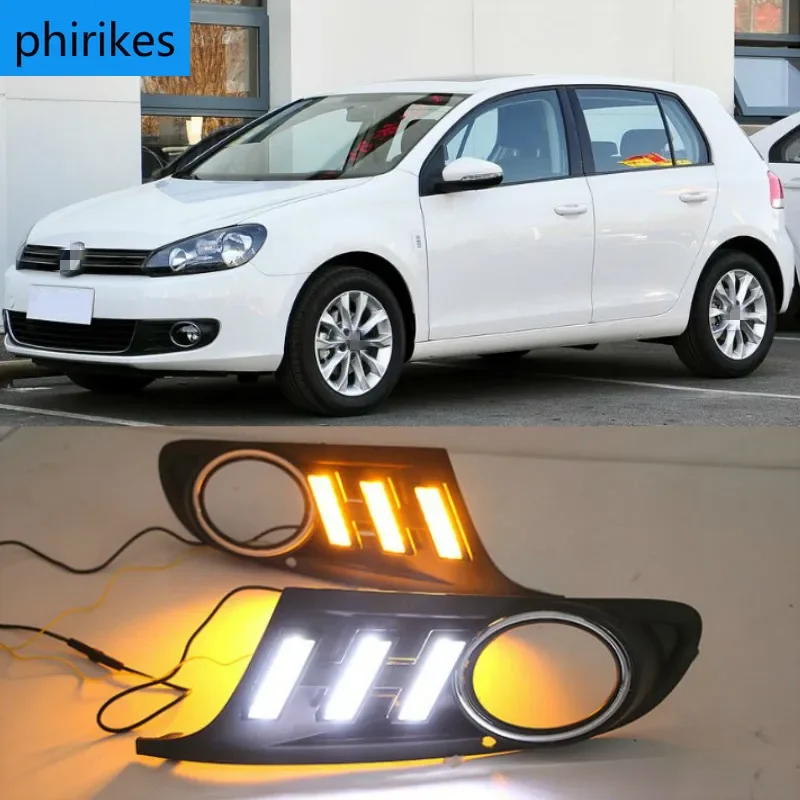 2 шт. дневные ходовые огни для Volkswagen Golf 6 Golf6 MK6 09-13 светодиодный индикатор DRL бампер