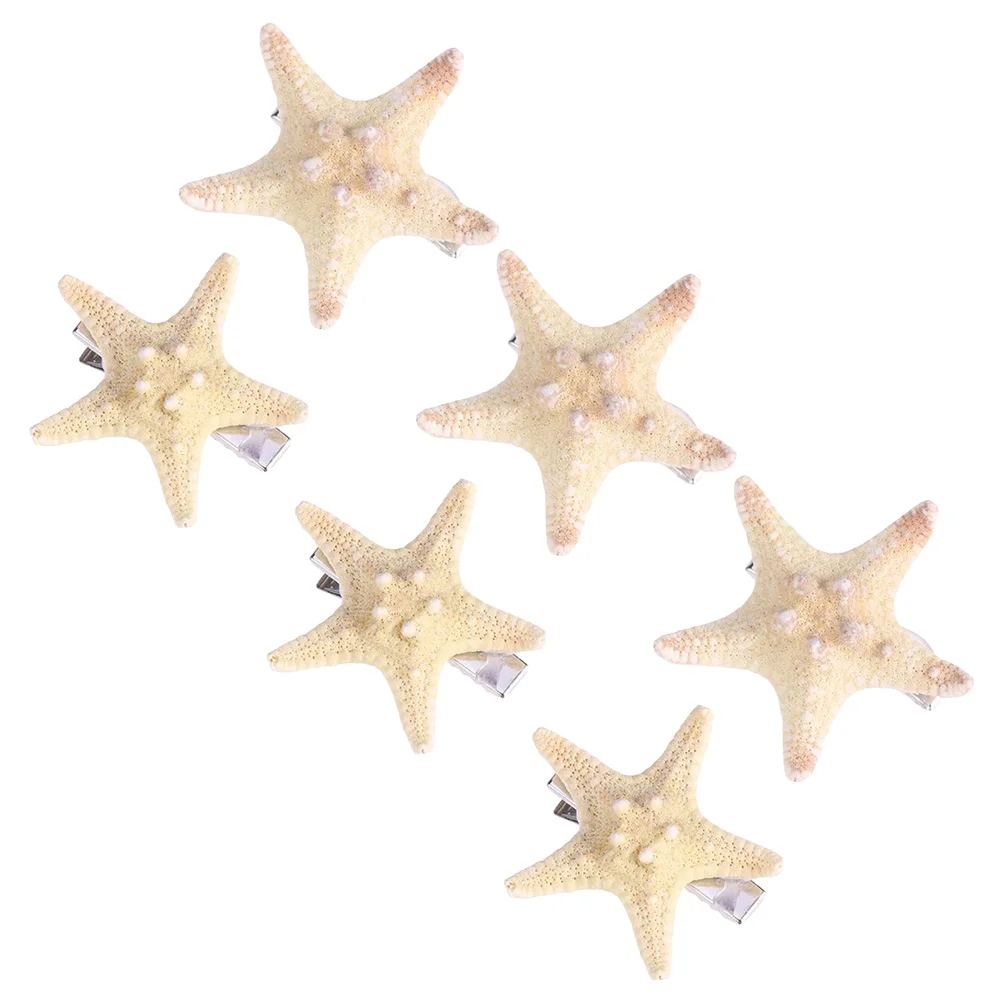 

6pcs Sea Star Shape Hair Clips Ocean Style Hair Clips Barrettes for Lady (Size for Random)