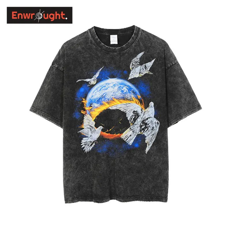 

Футболка мужская оверсайз в стиле хип-хоп, винтажная моющаяся уличная одежда в стиле Харадзюку, модная одежда с коротким рукавом для мужчин и женщин