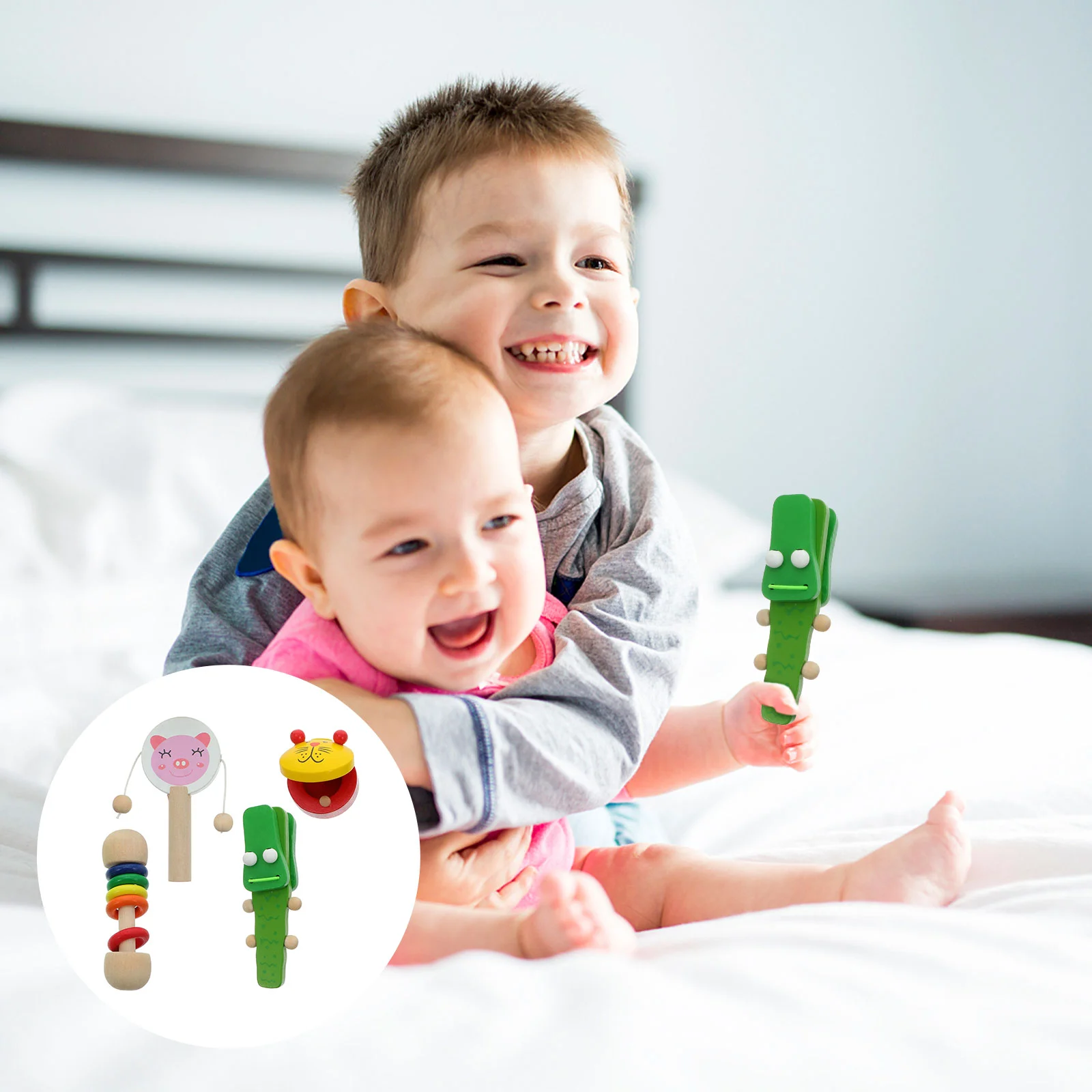 

Звучащая игрушка, шумоподавляющий Набор детских музыкальных инструментов, Детский костюм, цветные колокольчики, Обучающие наборы, деревян...