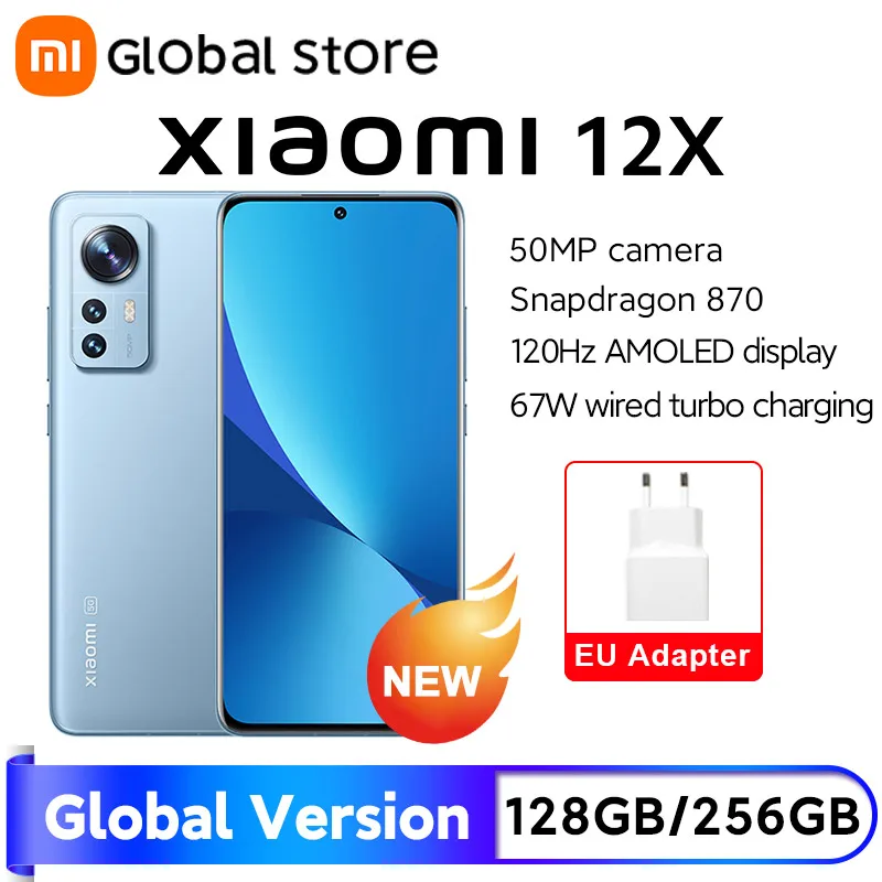 Глобальная версия Xiaomi 12X 8GB + 128GB/256GB двойной 5G Snapdragon 870 FHD + 6,28 