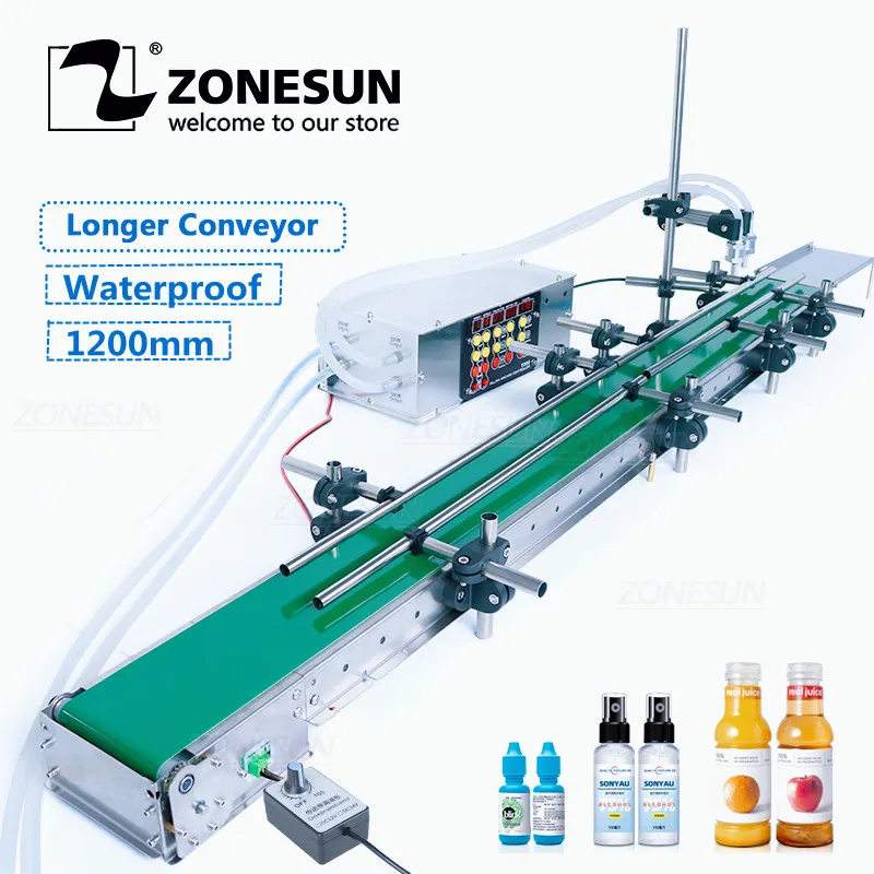 ZONESUN ZS-DPYT200L 1 2 м конвейерная лента автоматическая машина для розлива воды сока