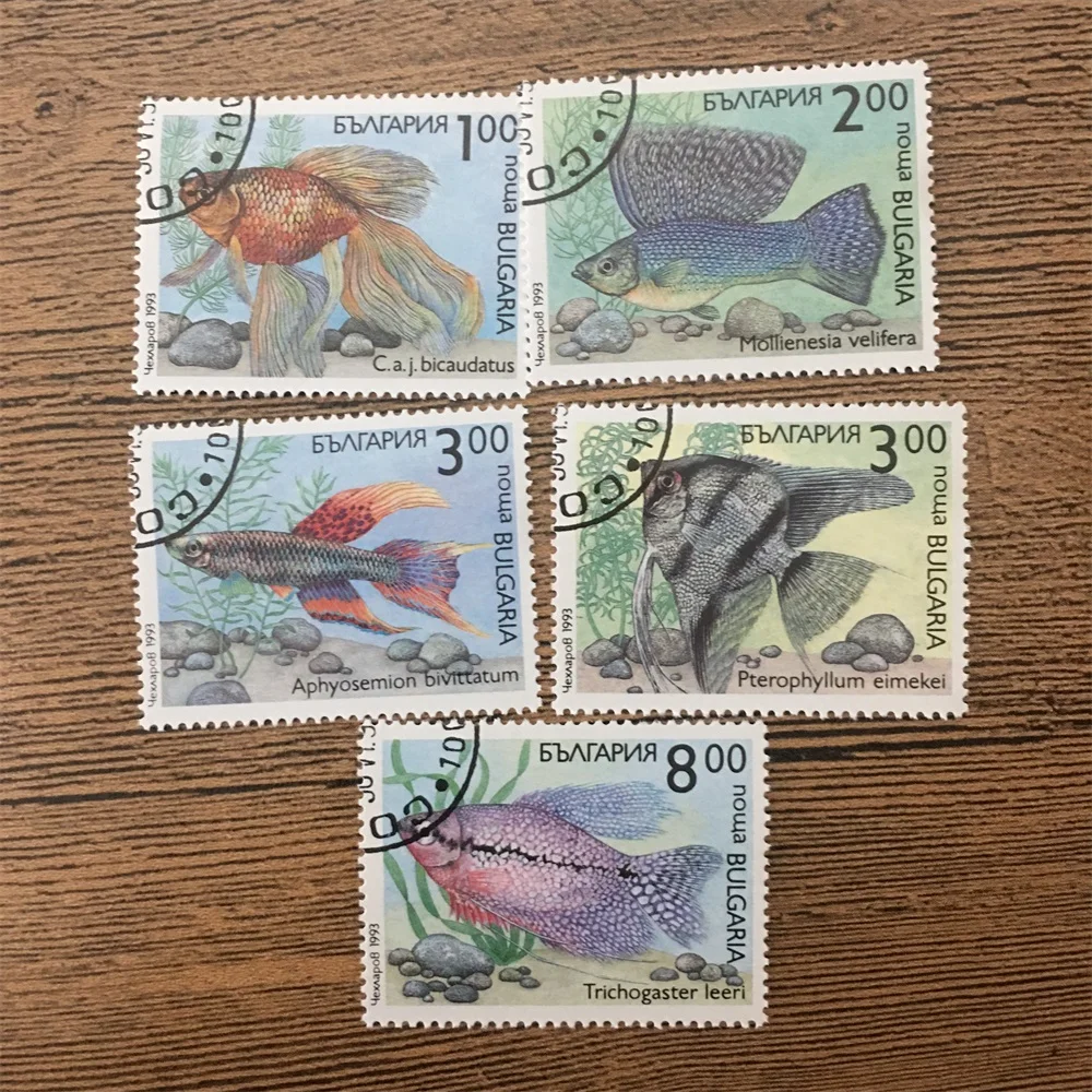 

5 шт./компл. штампы почты Болгарии 1993 почтовые штампы с тропическими орнаментными рыбами для коллекционирования