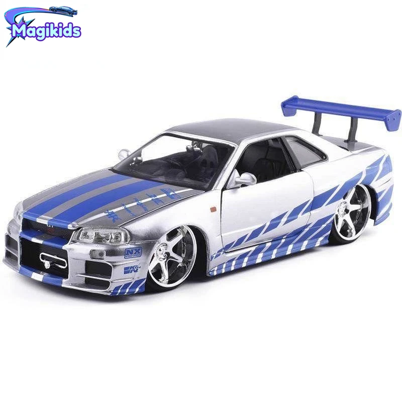 All Jada 1:24 Fast and Furious Nissan Skyline GTR R34 Mitsubishi Diecast Metal Alloy Model Car Toys for kids Toy Gift Collection