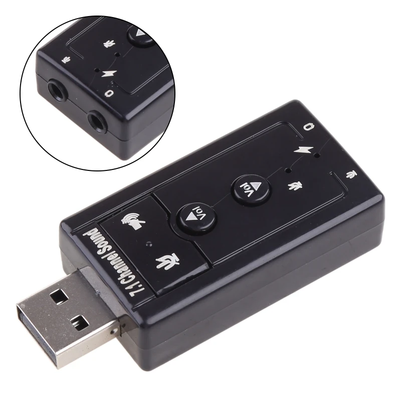 

Внешняя 3D Виртуальная звуковая карта USB 7,1, каналов, черный цвет