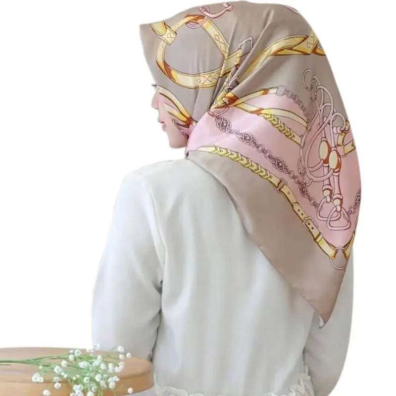 22 Color Malaysia Muslim Hijab Women Imitation Silk Colored Geometric Floral Squ