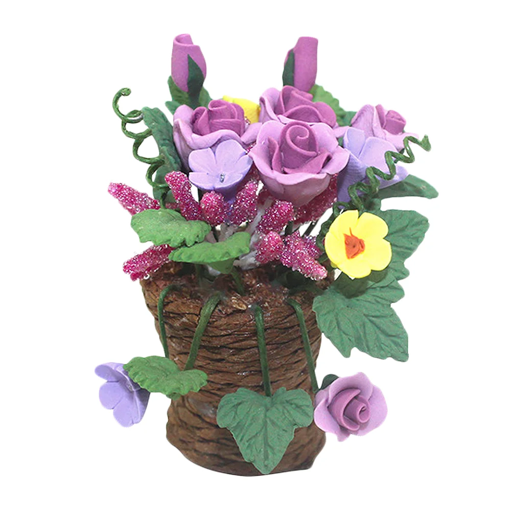 

Potted Plants Artificial Decor Miniature Flower Basket House Flowerpot Ornament
