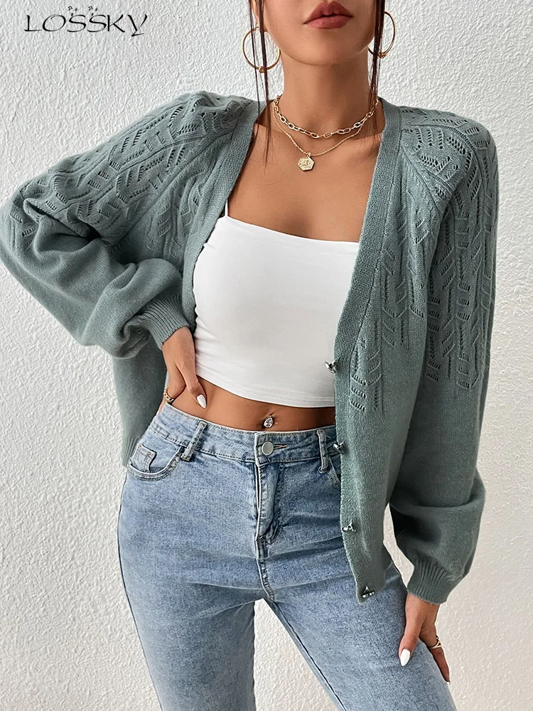 

Elegant Cardigans For Woman Casual Knitted Long Sleeve Sweater Jacket Button V Neck Cardigan Autumn Winter New In Knitwears 2023