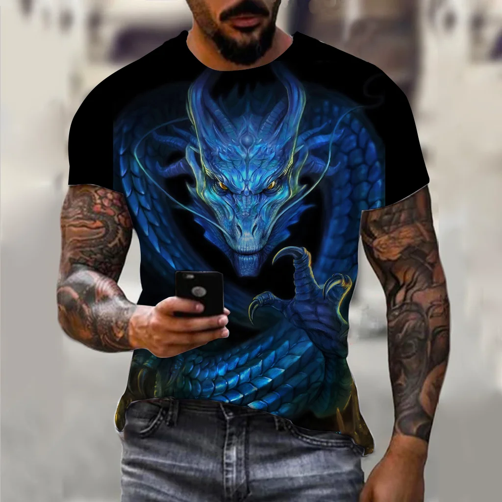 

Men's T-Shirt For Men Clothing Unisex Dragon Graphic 3D Print Summer Top O-neck Short Sleeve Fashion Casual Tee Shirt Streetwear