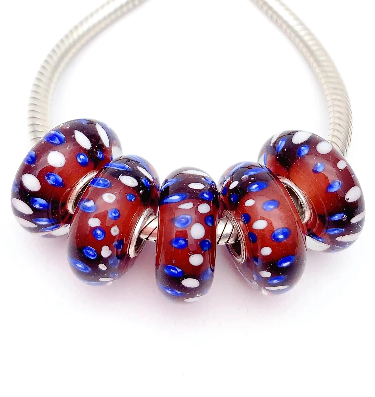 

YG799 5X 100% Authenticity S925 Sterling Silver Beads Murano Glassbeads NEW Fit European Charms Bracelet Diy Jewelry Lampwork
