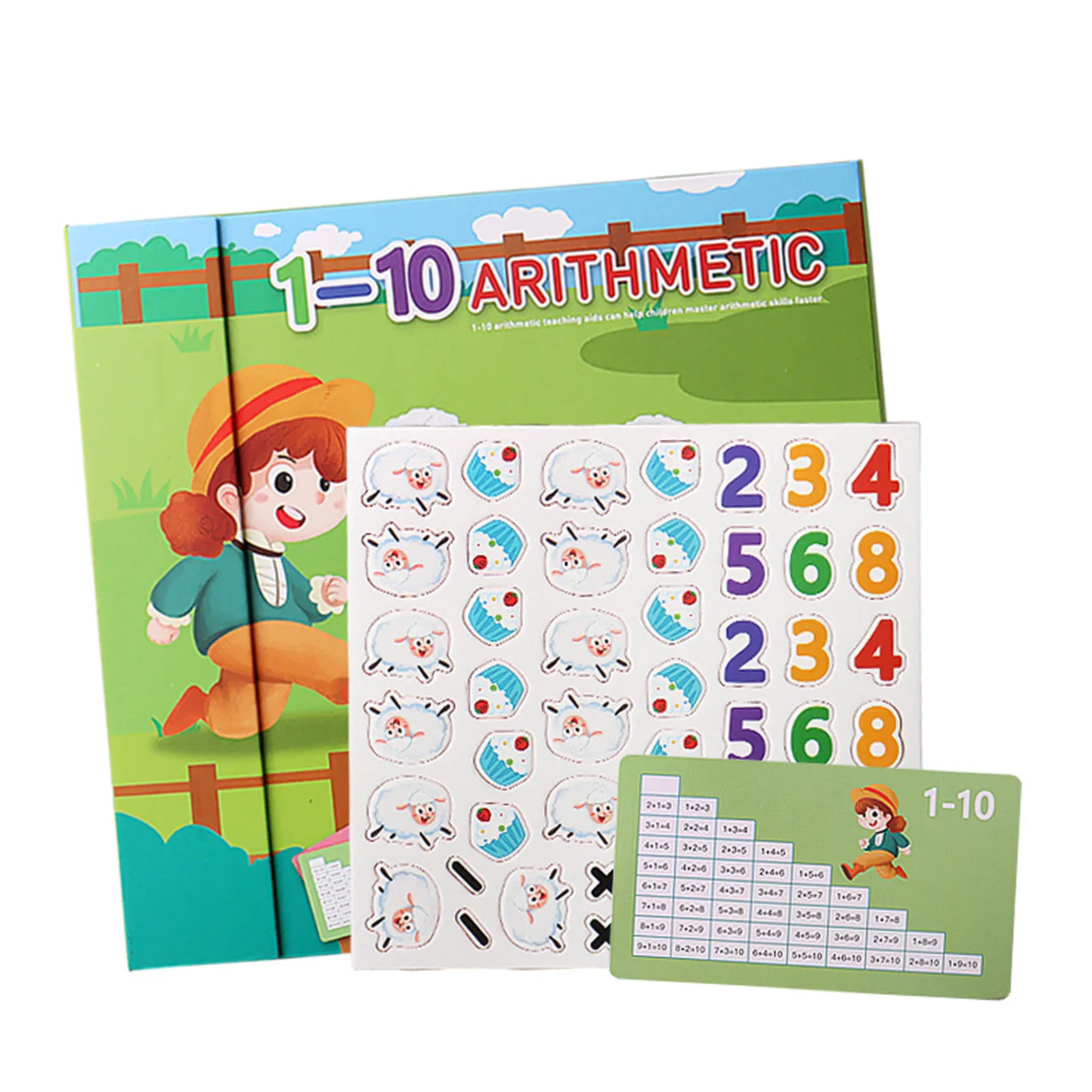 

Математическая книга для малышей, игрушки Монтессори, занятая книга с многоразовыми магнитными наклейками, математические темы Монтессори...
