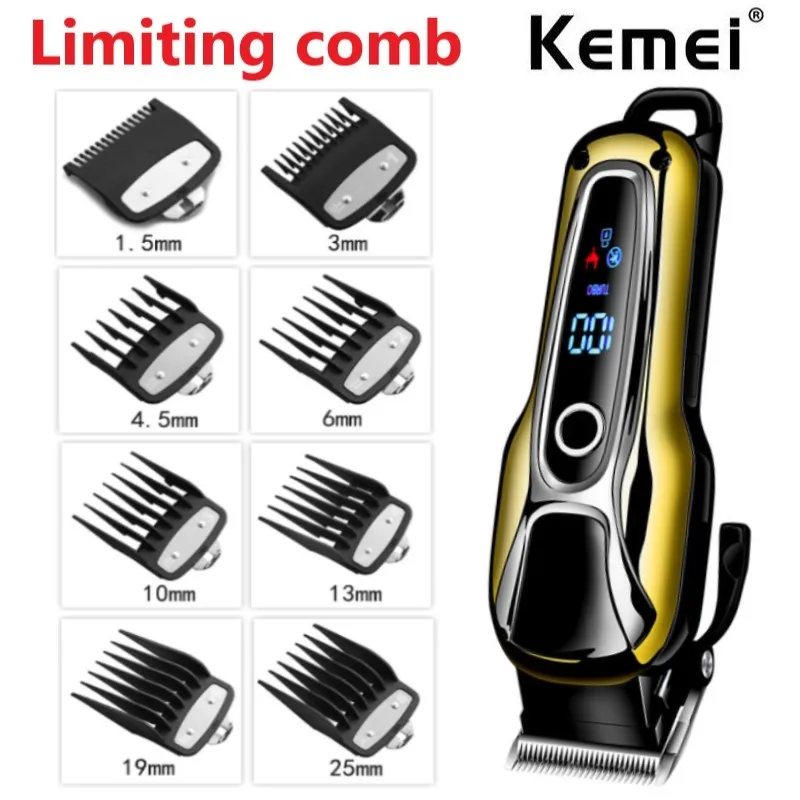 

8Pcs Professional Limit Comb Cutting Guide Combs 1.5/3/4.5/6/10/13/19/25MM Set For Kemei KM-1990 KM-PG1990 Hair Clipper