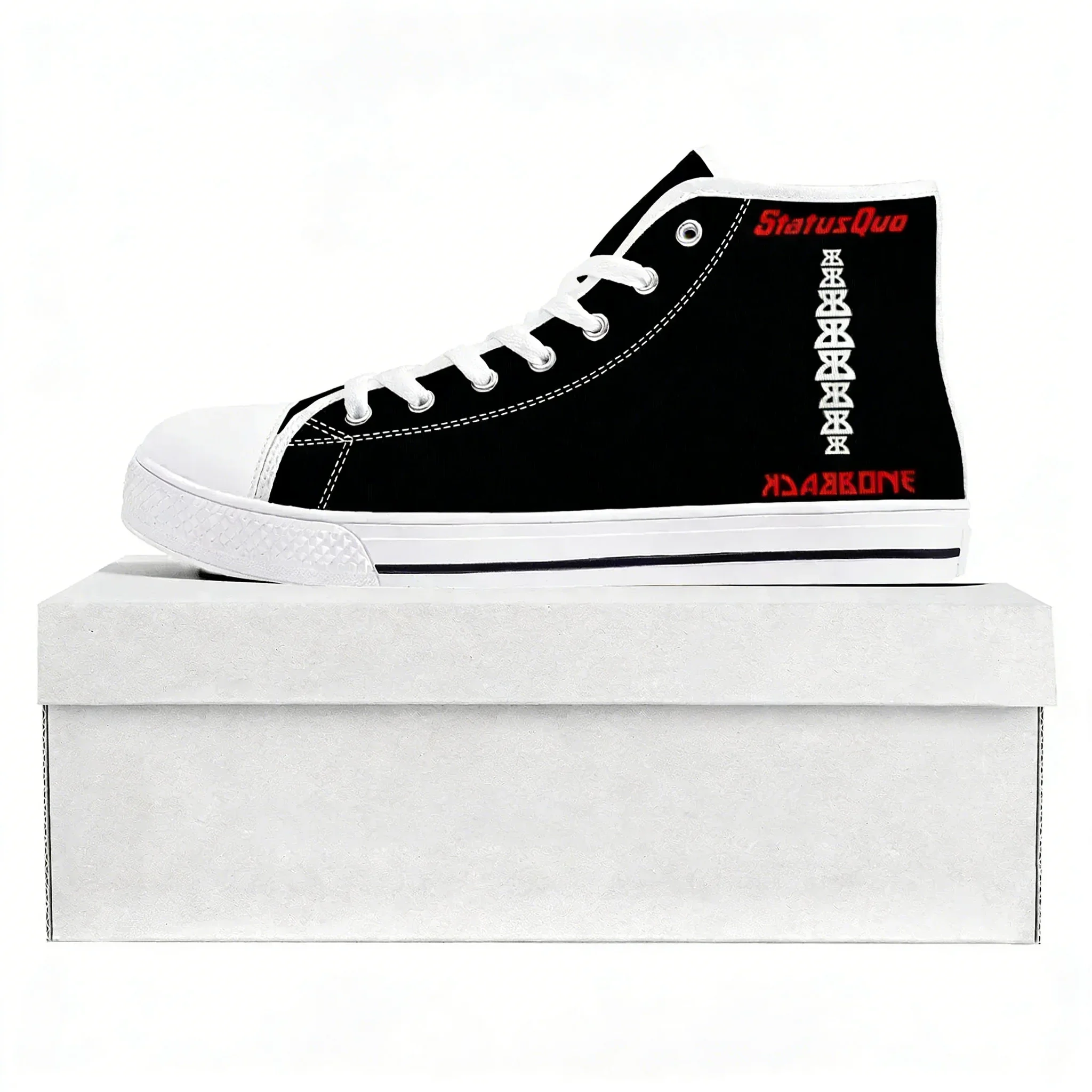 Фото Кроссовки Status Quo Rock Band Fashion High Top высокого качества для мужчин, женщин и подростков, повседневная обувь для пар, индивидуальный дизайн. №1