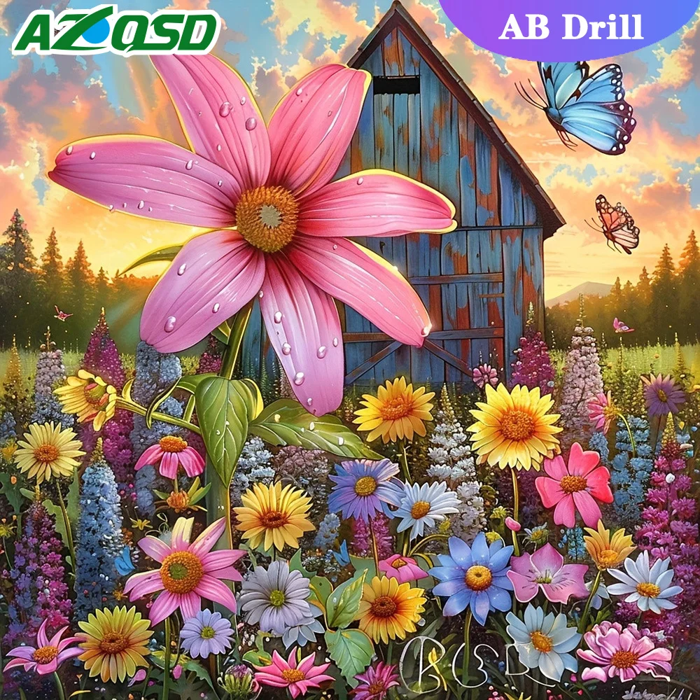 AZQSD Набор Алмазной Живописи 30x30 См Полный Круглый Квадратный Алмазный Наклейки