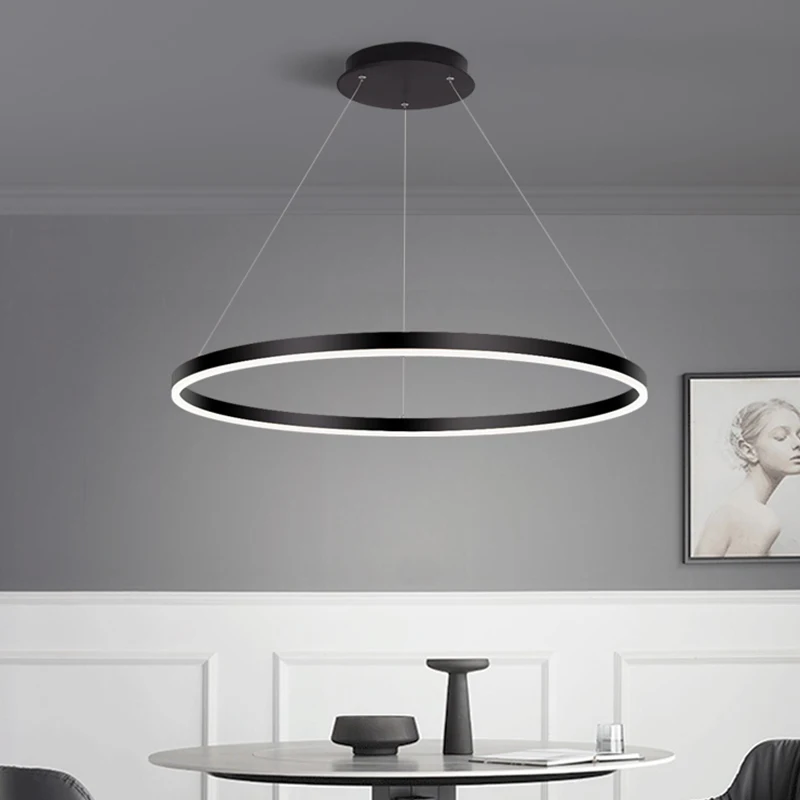 

Современная кольцевая светодиодная люстра с регулируемой яркостью - потолочный светильник поверхностного монтажа для гостиной, спальни, столовой, минималистичный домашний светильник