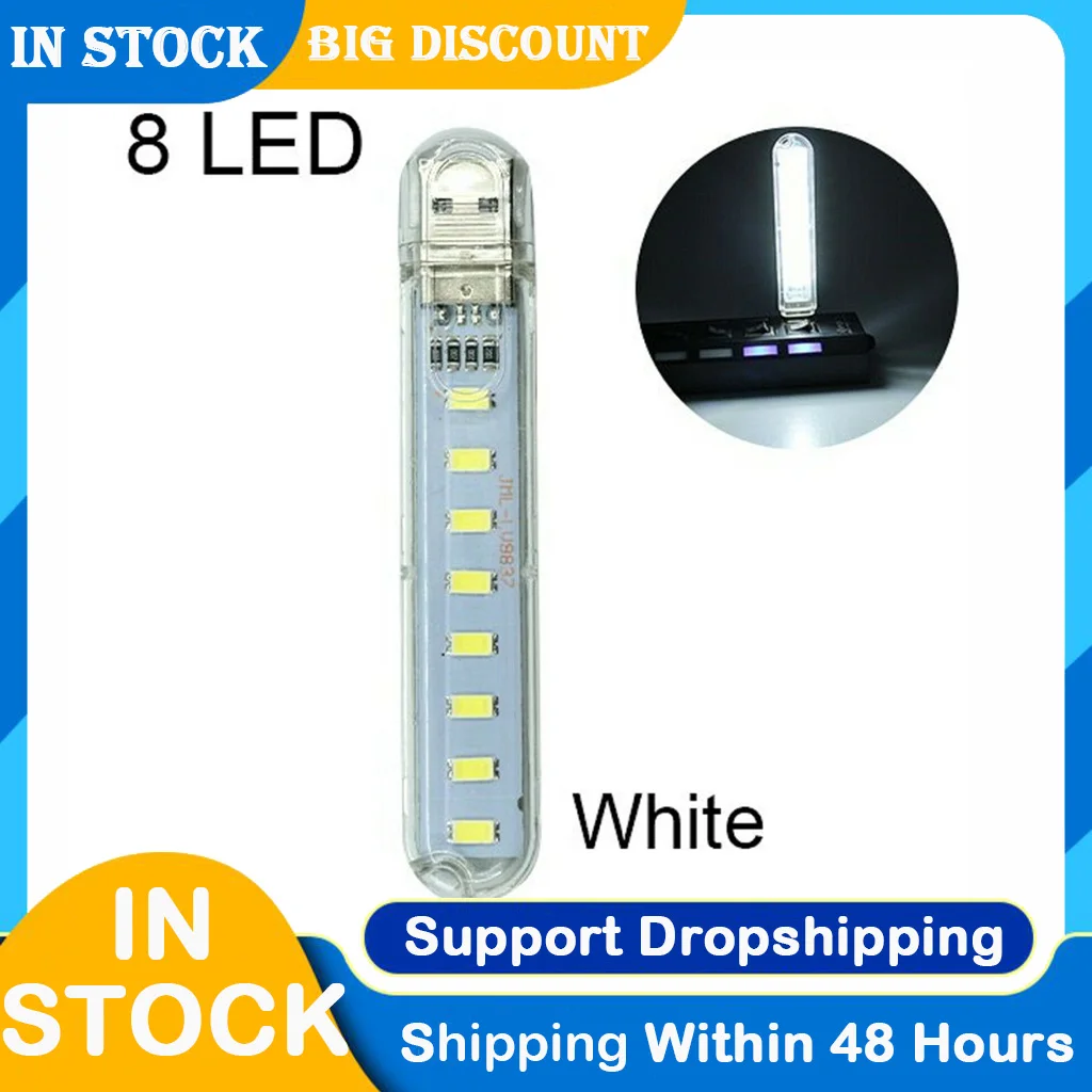 

Usb Pocket Mini Night Light 8 Led Bulb Portable Eye Protective Light Board Lighting Gadget Compatible For Mobile Power Supplies