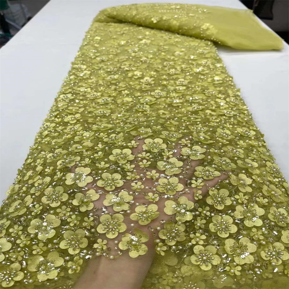 

Luxury African Lace Fabric Wedding Fabric 2023 High Quality Nigerian Sequined Lace French Tulle Fabric For Party Dress JY-0300