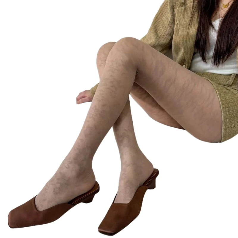 Жаккардовые прозрачные колготки во французском стиле женские эстетические