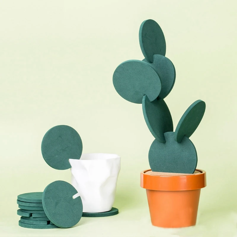 

Новинка 6 шт. подставка в форме цветка кактуса для напитков подставка для чашки зеленый