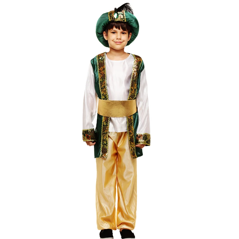 kids Children halloween party aladdin costumes Aladdin Lamp genie costume Adam prince Fantasia Arab Clothing child boy Carnival