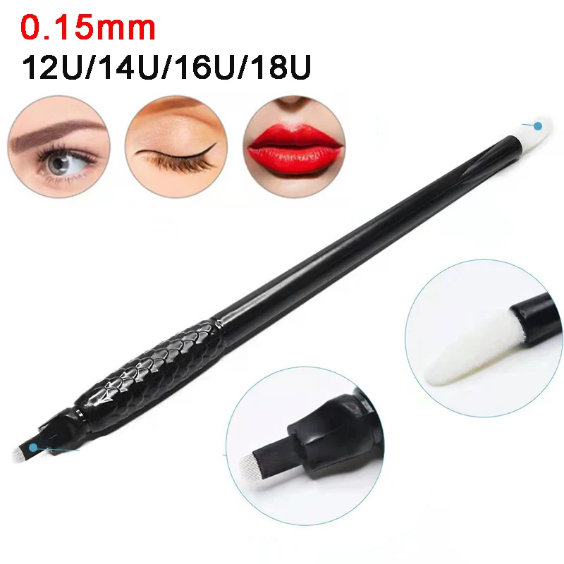 

50Pcs U Blade Microblading Pen Eyebrow Tattoo Pen Disposable Tools Pack Thin Sharp Tattoo Supplies 0.18mm 18U Embroidery Blades