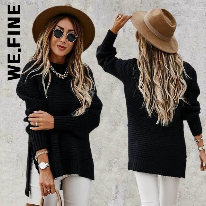 

Женский трикотажный свитер в стиле Харадзюку, с круглым вырезом